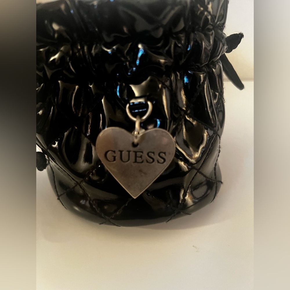 Guess Glossy Black Pouch with Heart Charm - Picture 5 of 6